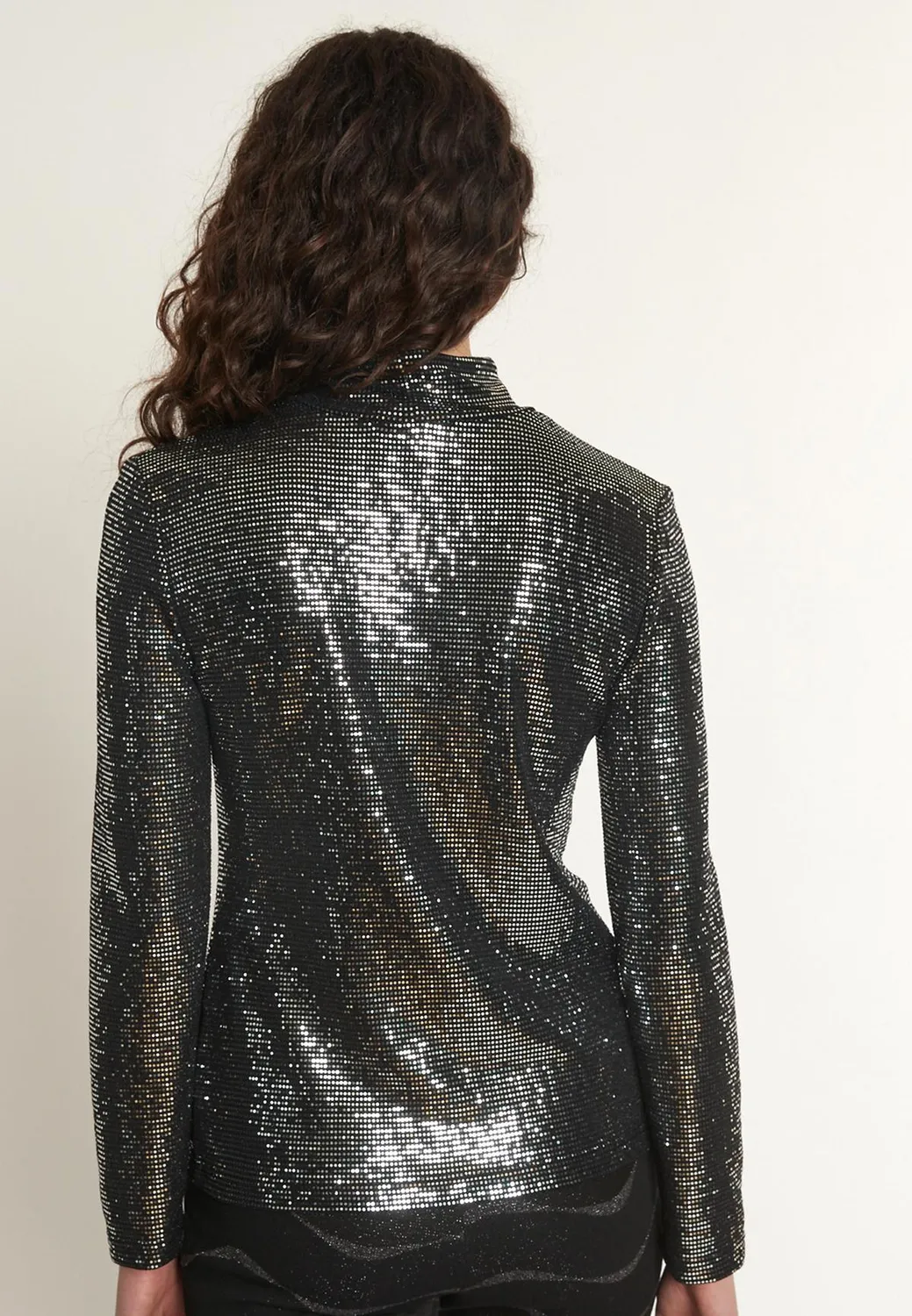 Ana Alcazar Ofiba top paillettes argento sera