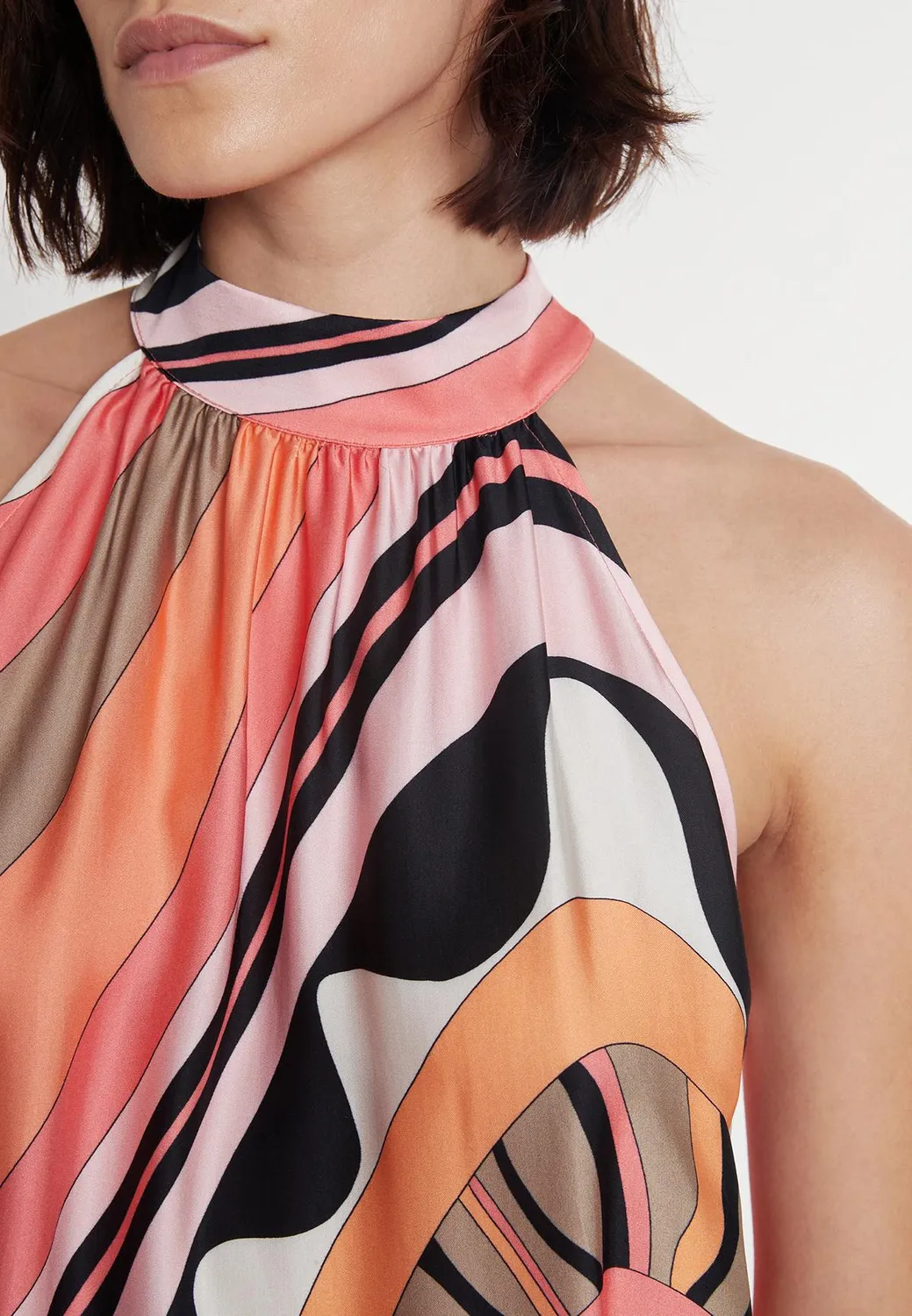 Ana Alcazar Paory Neckholder top satin rosa fiocco