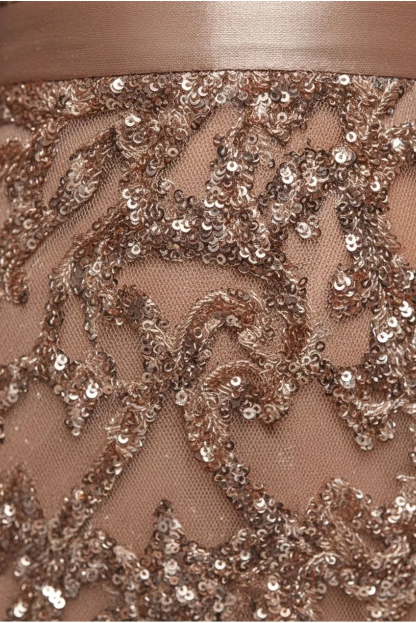 Goddiva Tassel Sequin Abito midaxi champagne spacco
