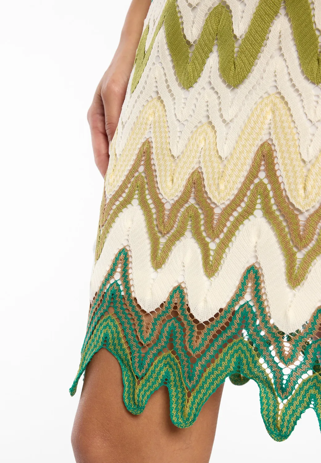Ana Alcazar Dimah abito tunica verde maglia traforata