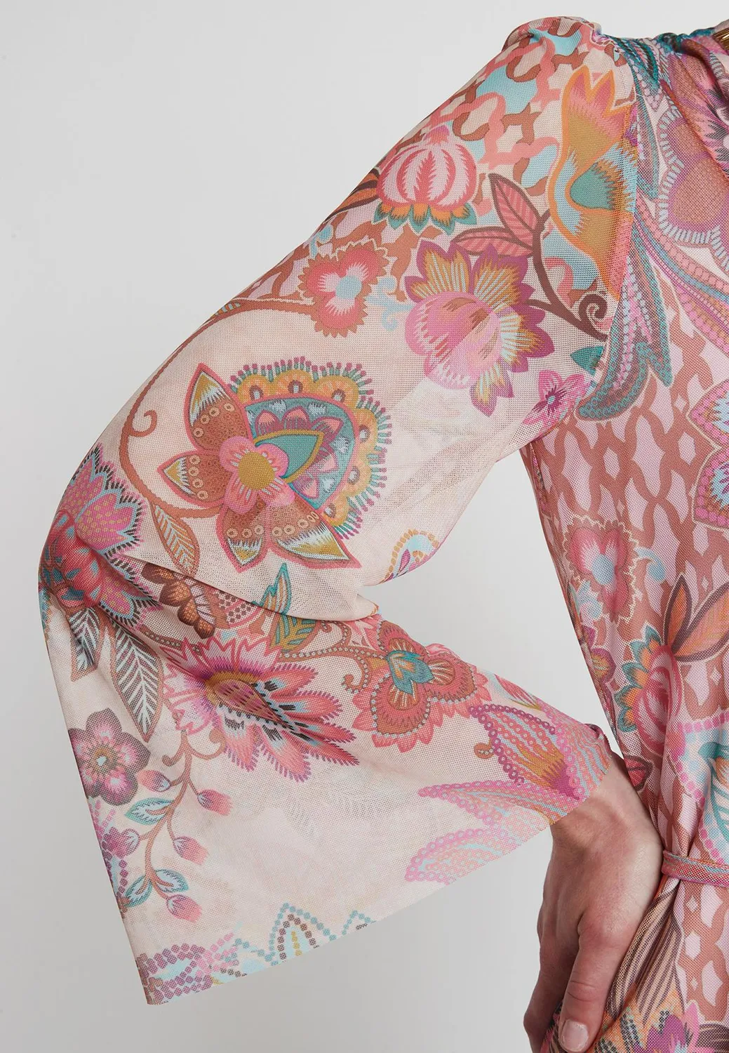 Ana Alcazar Pelaroly caftano maxi floreale rosa