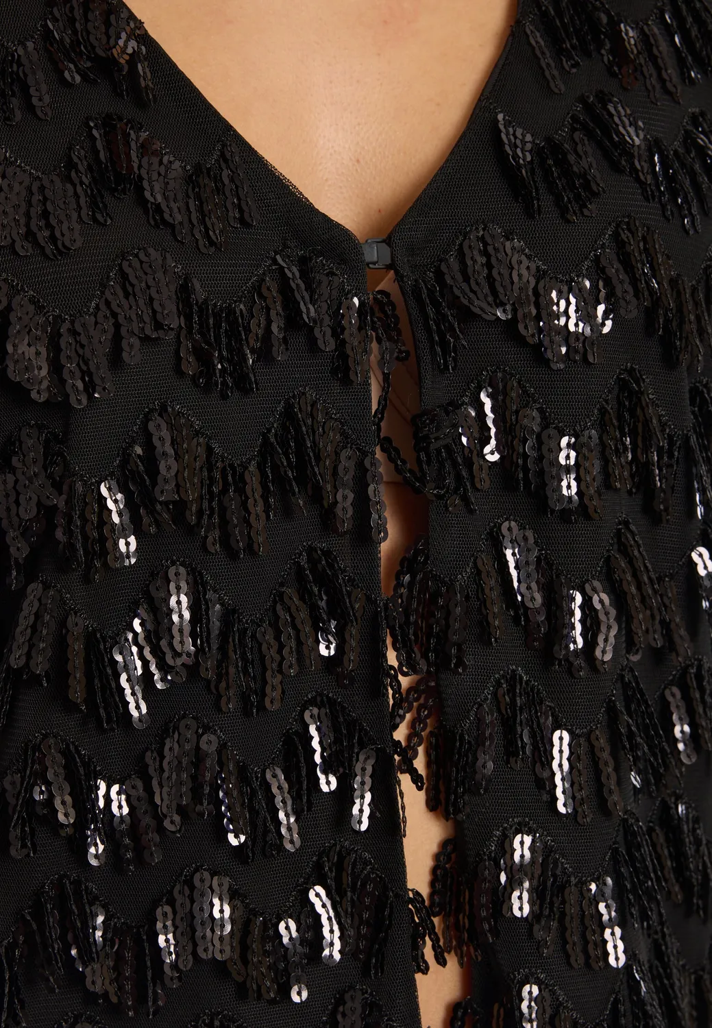 Ana Alcazar Ephira giacca frange paillettes nera