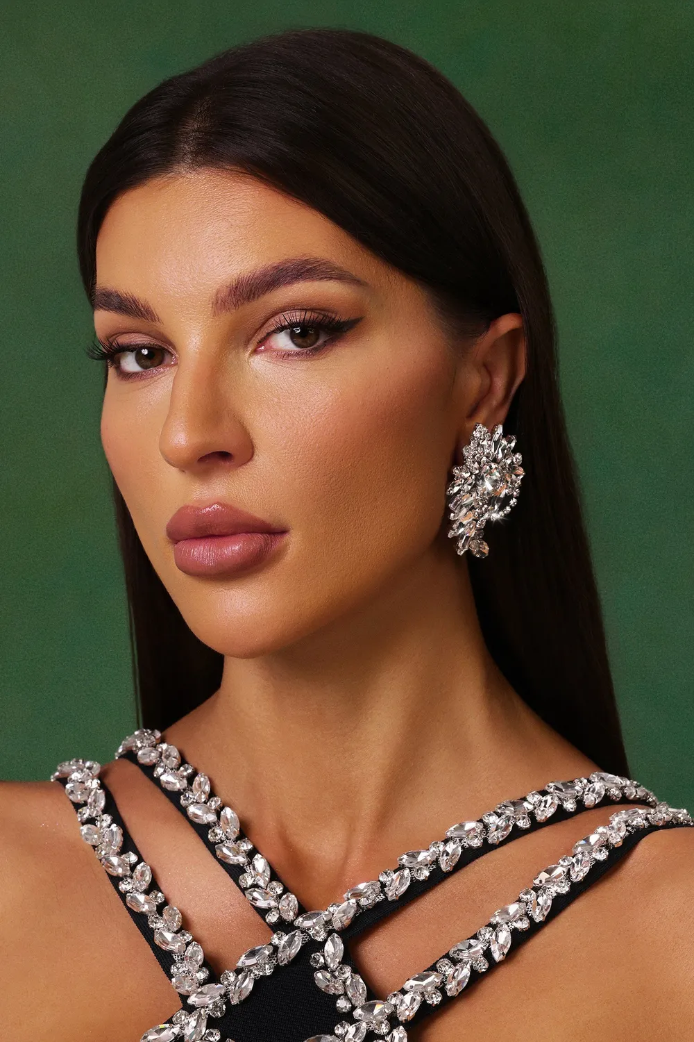 Bella Barnett Rebekka orecchini fiori argento strass