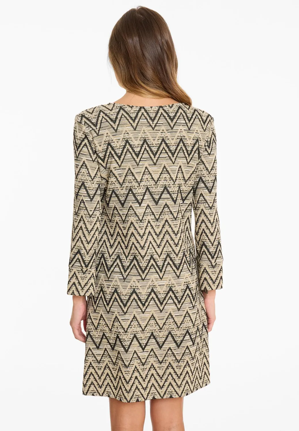 Ana Alcazar Ashina abito maglia beige zigzag corto