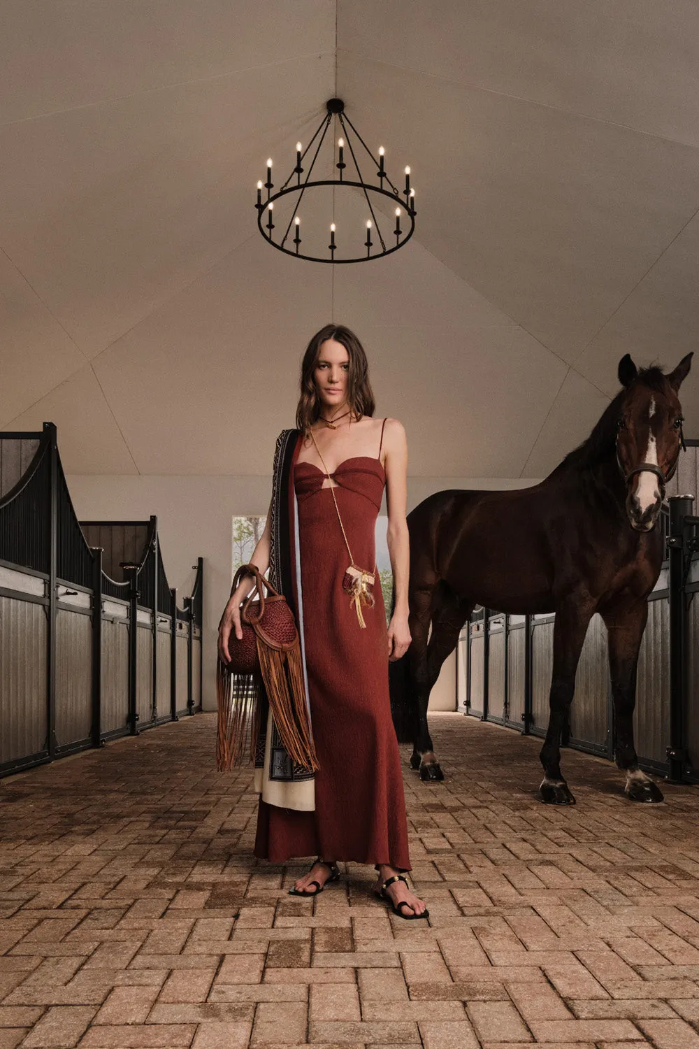 Johanna Ortiz Dream Spinner abito midi vino viscosa