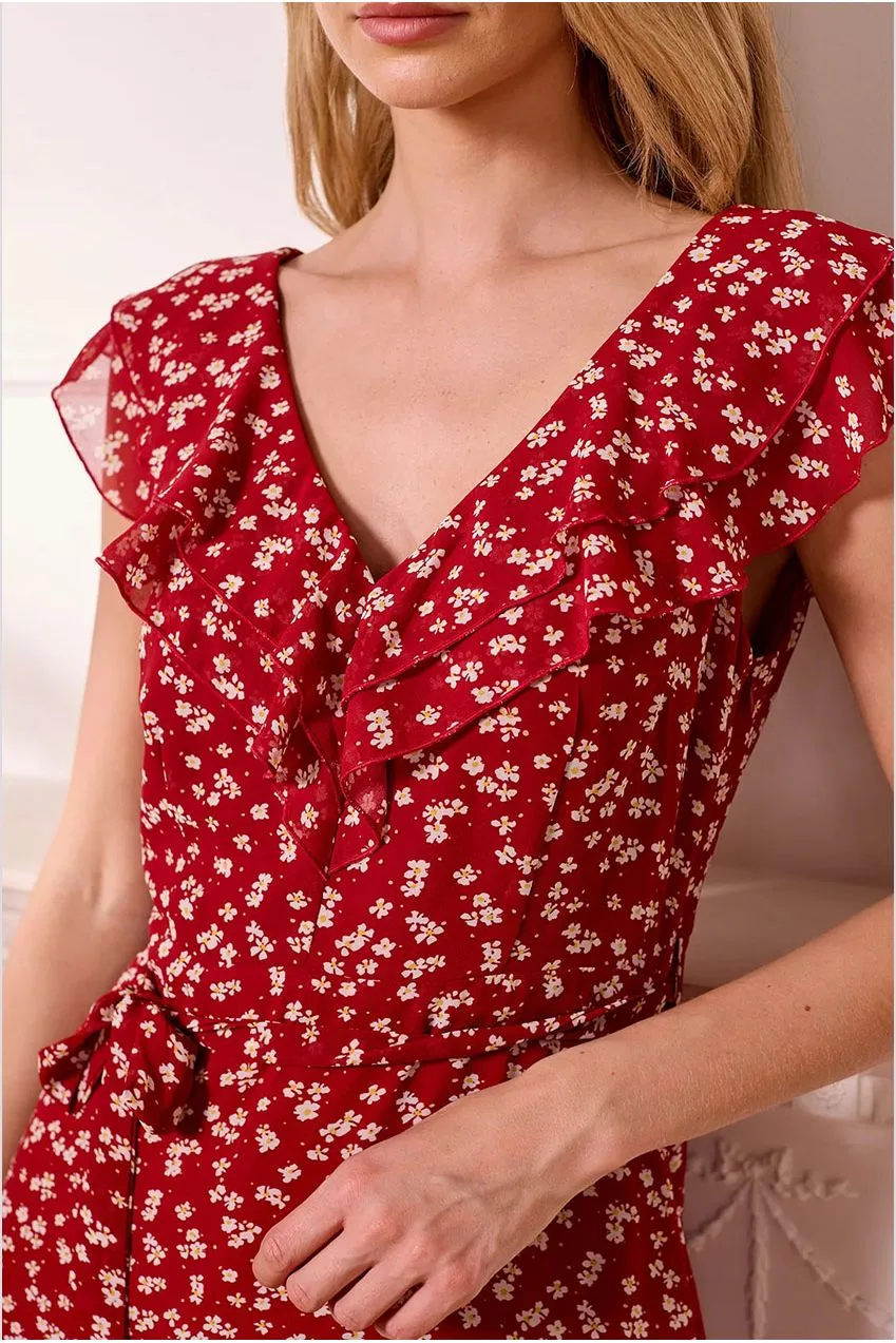 Angeleye abito mini floreale rosso scollo V S