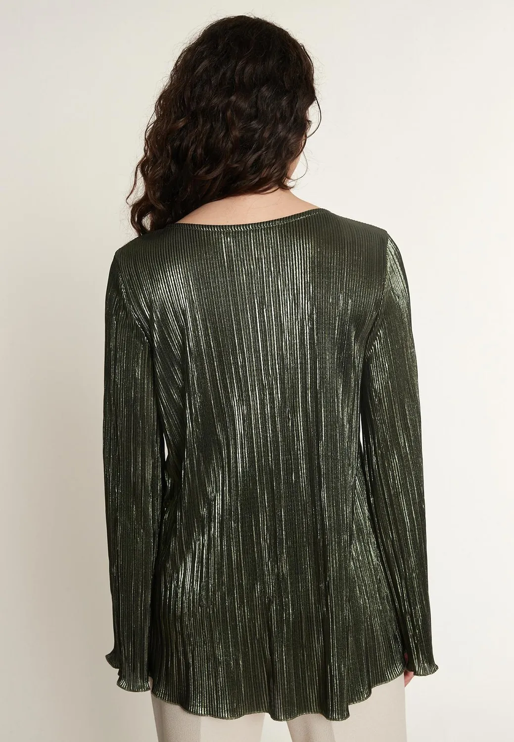 Ana Alcazar Ogyni top plisse verde maniche tromba