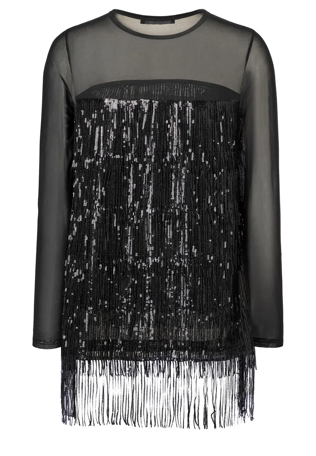 Ana Alcazar Tabine top paillettes frange nero