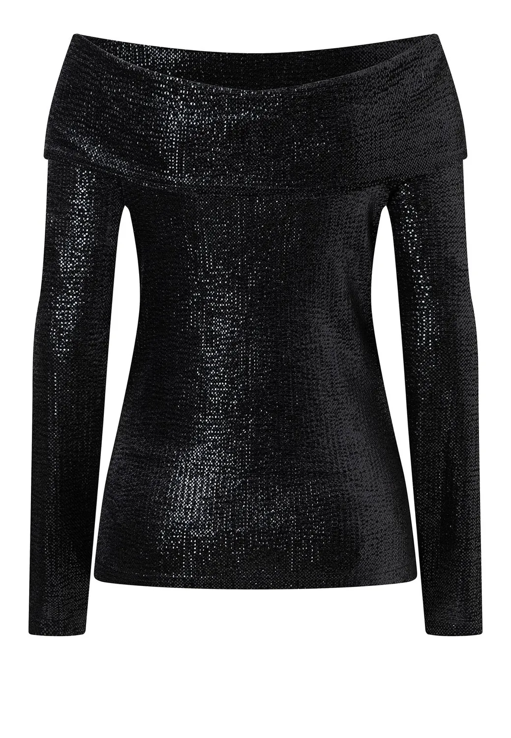 Ana Alcazar Tajasa top Carmen nero paillettes elegante