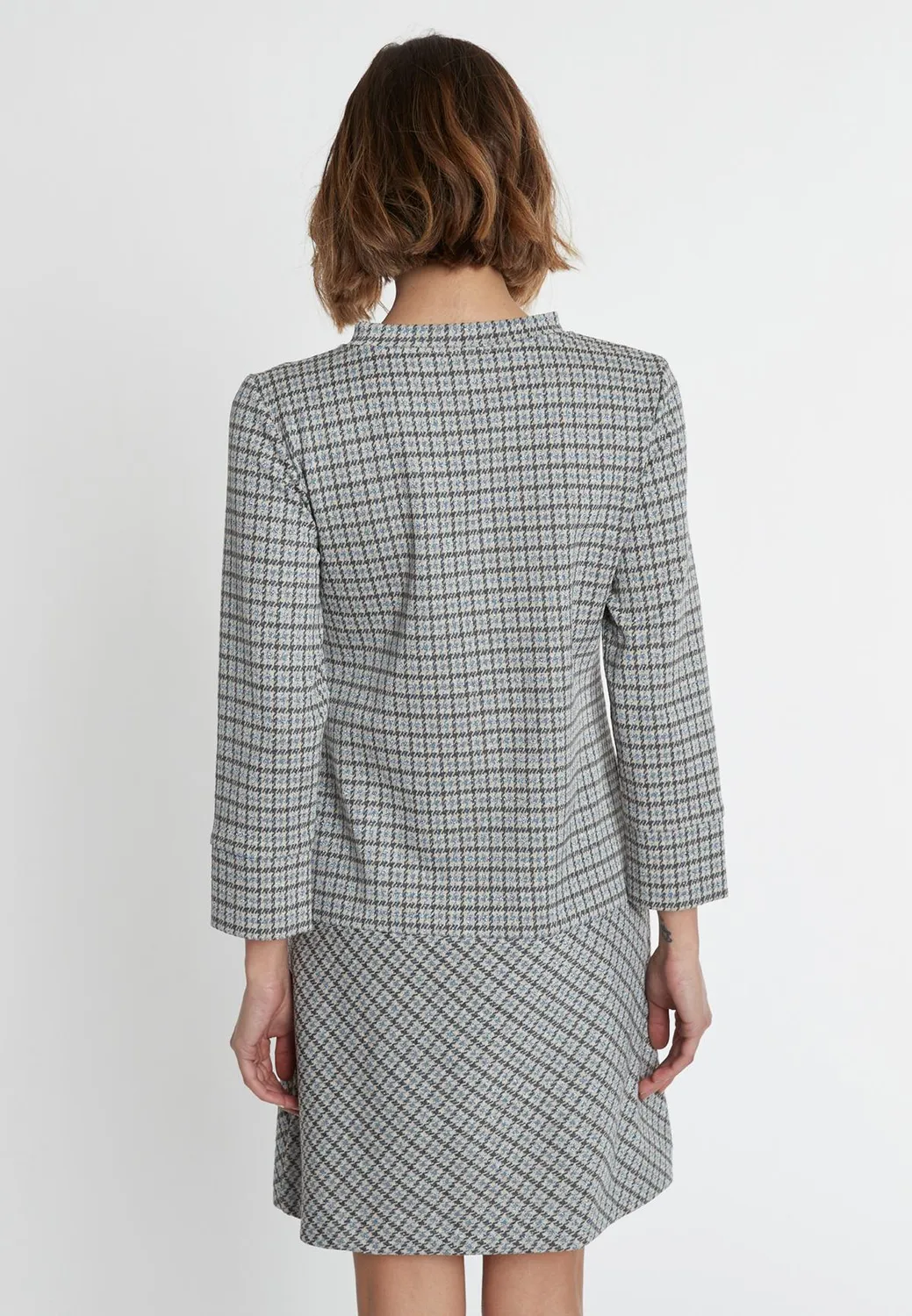 Ana Alcazar Sodea vestito svasato corto pied-de-poule lurex