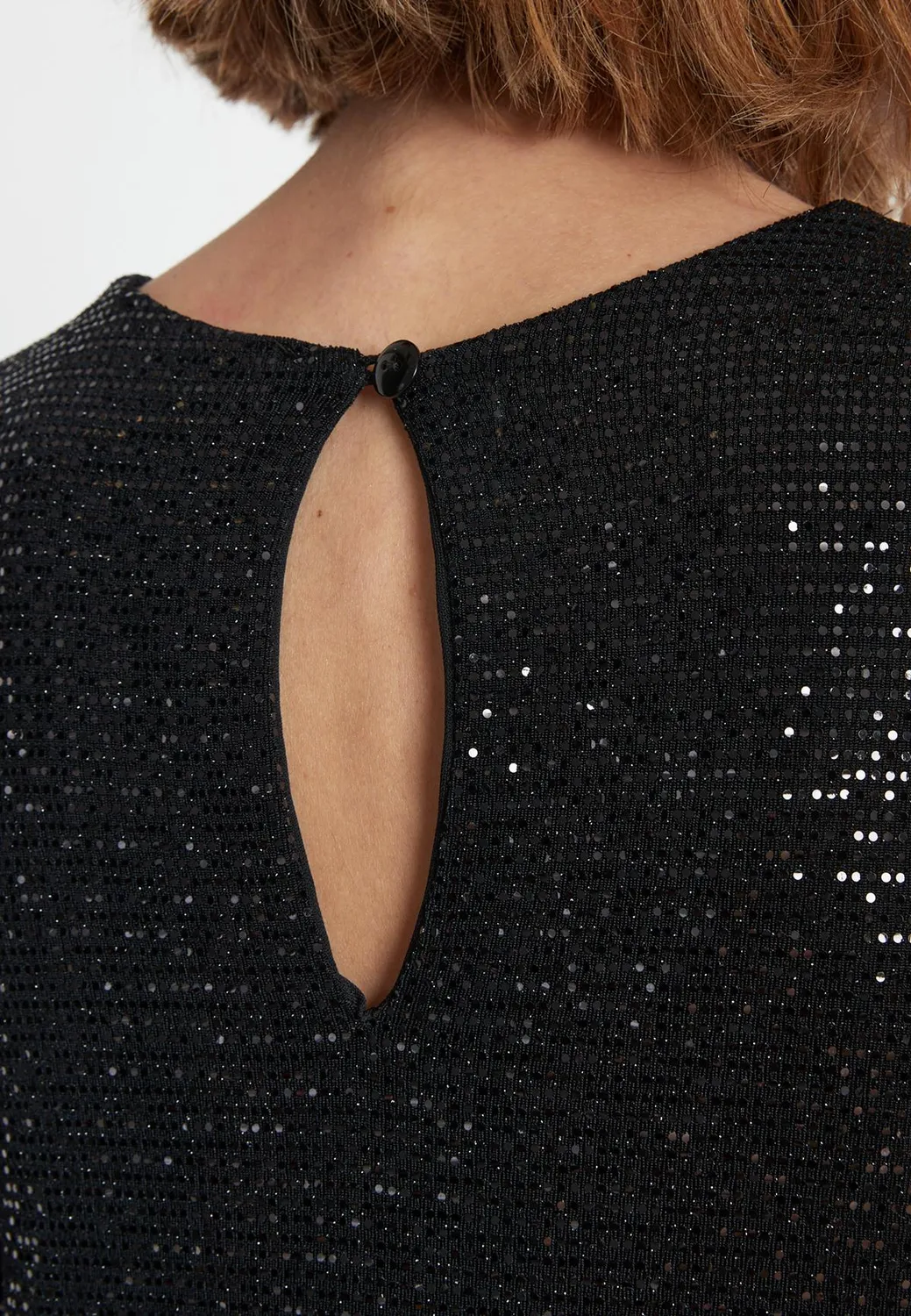 Ana Alcazar Sagora abito paillettes nero sera