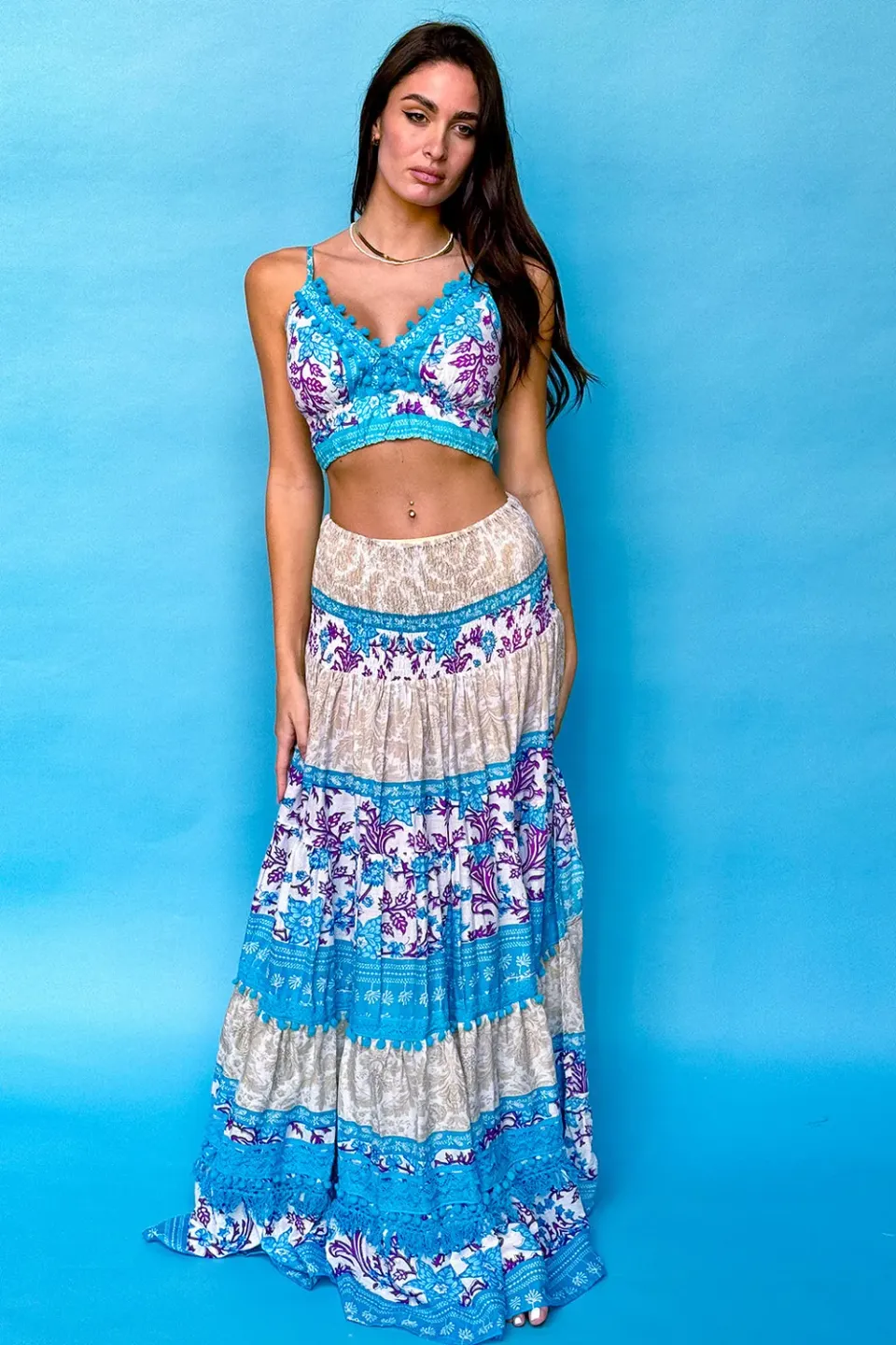 Antica Sartoria DV473 completo top e gonna ecru cotone