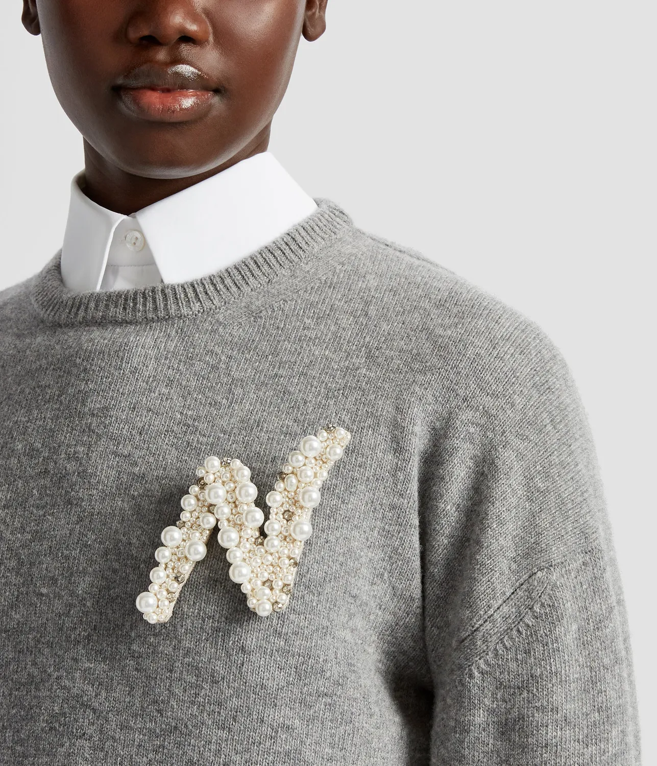 Erdem Pearl Alphabet spilla lettera N perle cristalli