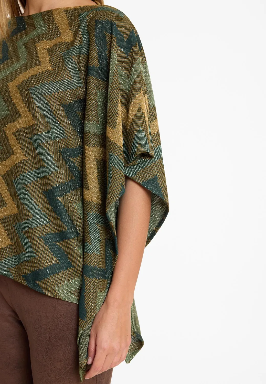 Ana Alcazar Avilo top lurex verde oro manica corta
