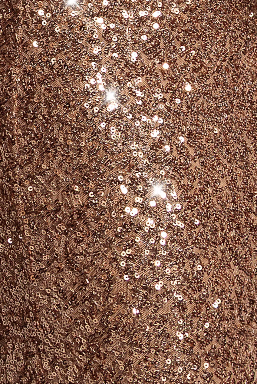 Goddiva abito maxi champagne mantella paillettes sirena
