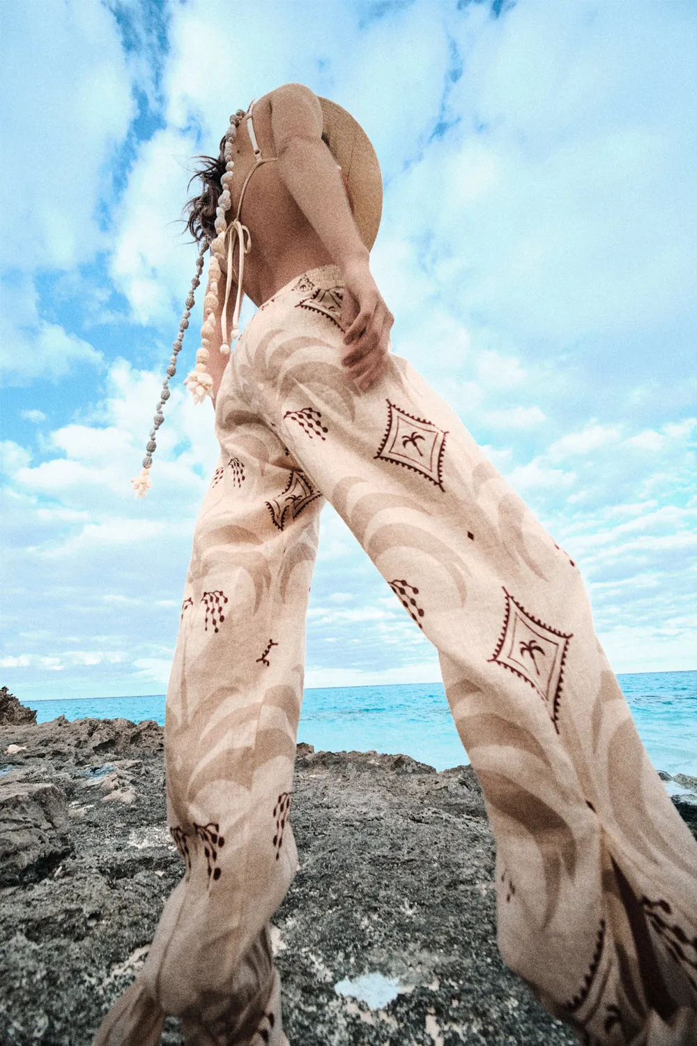 Johanna Ortiz Femininity Dramatic pantalone lino ecru