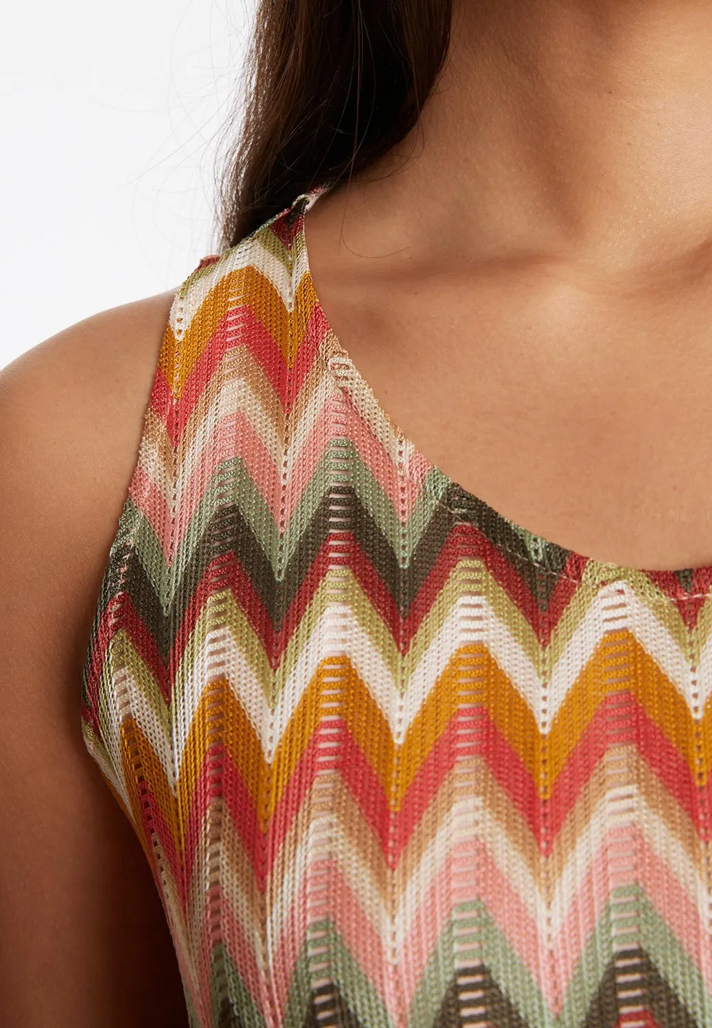 Ana Alcazar Polea top maglia terra motivo zigzag