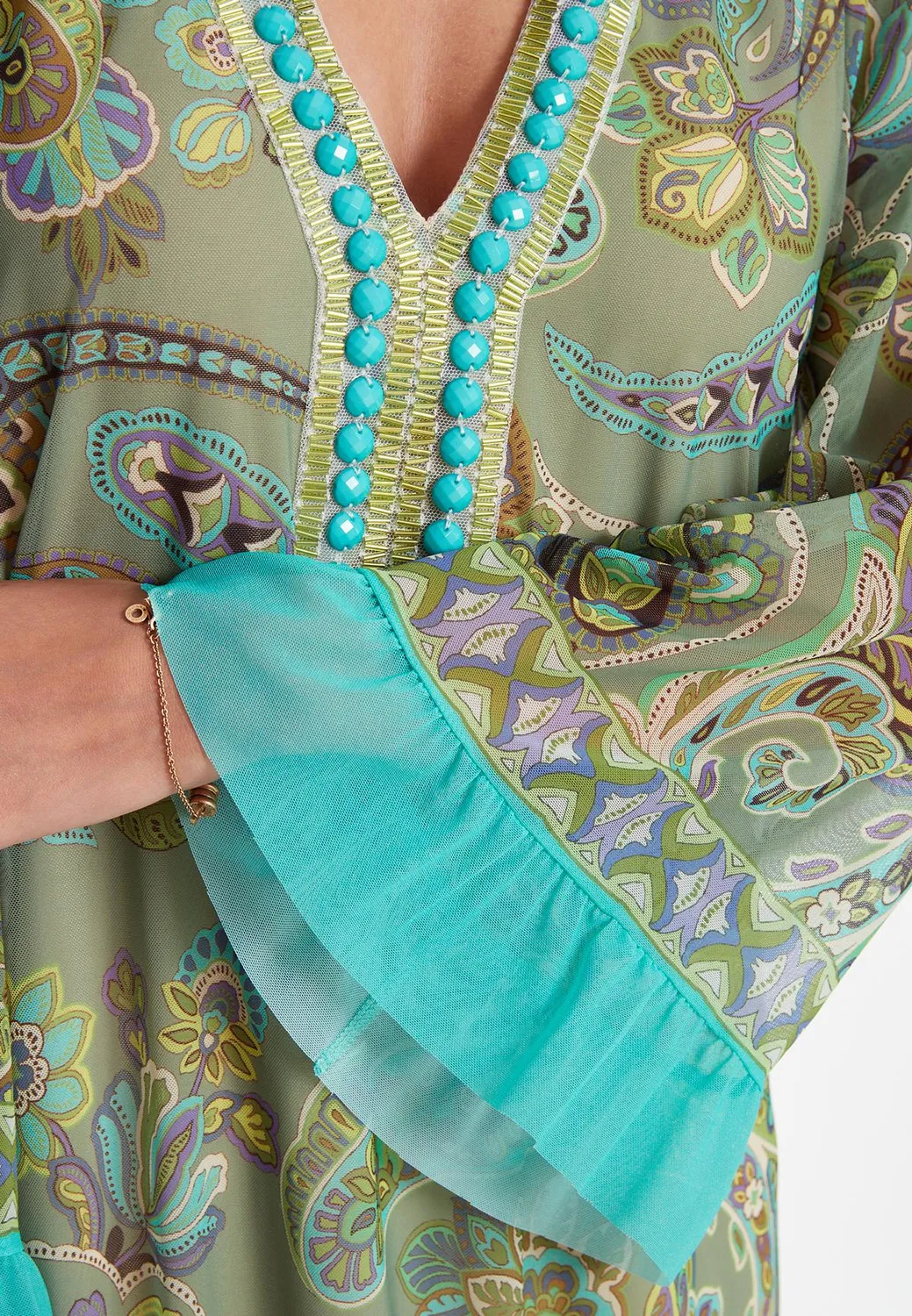 Ana Alcazar Zikasa abito caftano lungo verde