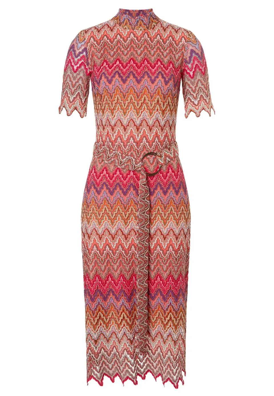 Ana Alcazar Zayara tubino midi maglia zigzag rosso
