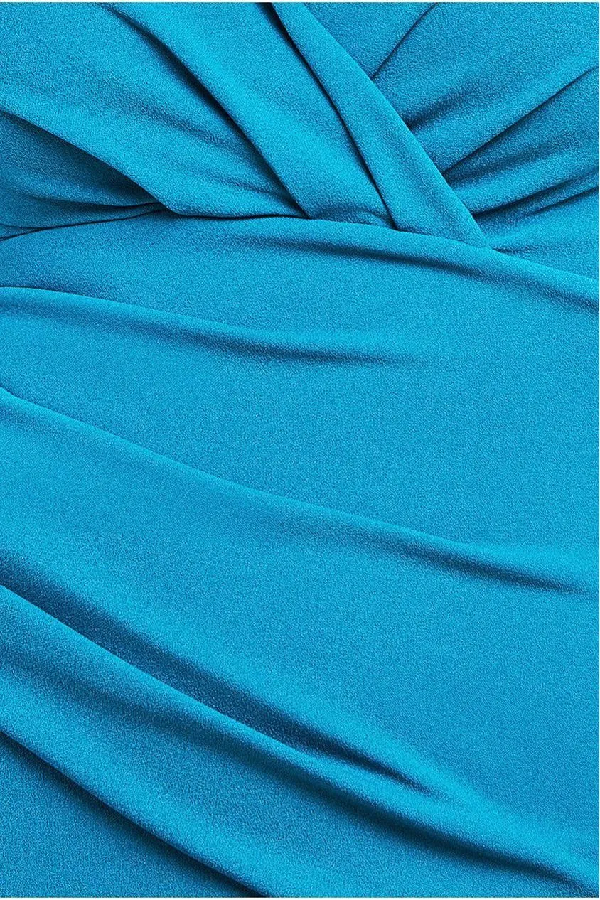 Goddiva Bardot Pleated Maxi abito ottanio pieghe