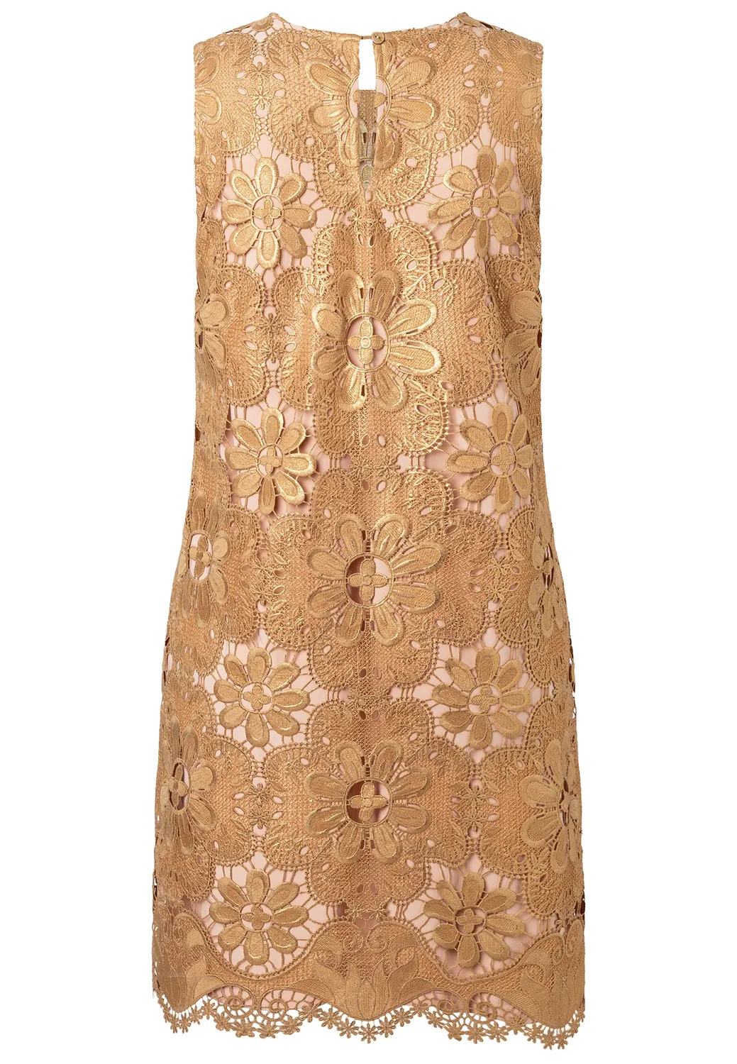 Ana Alcazar Daili abito in pizzo oro corto