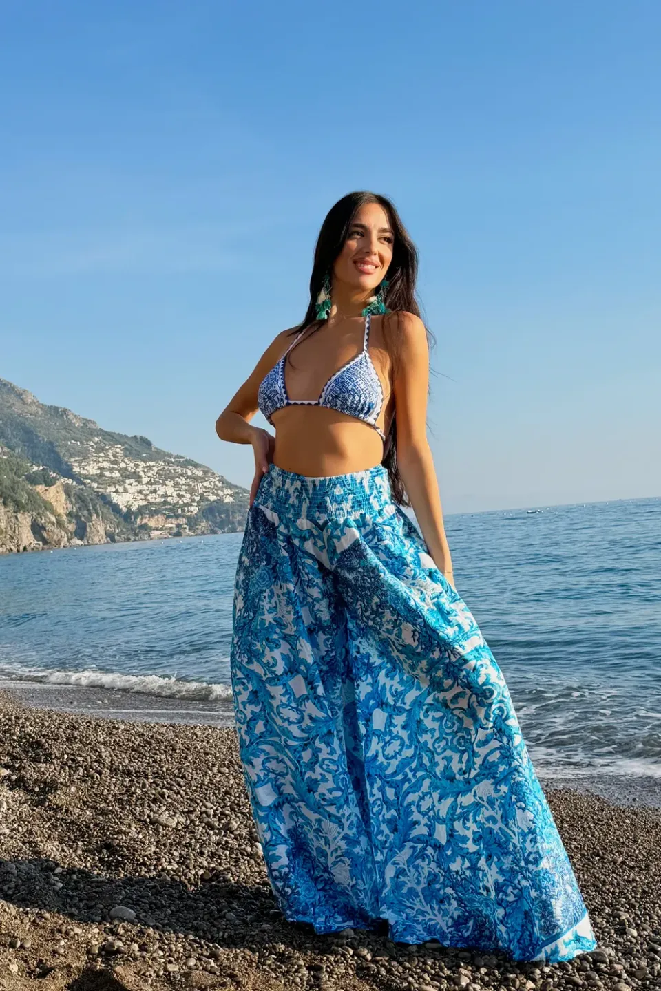 Antica Sartoria FC216 pantaloni lunghi turchese cotone