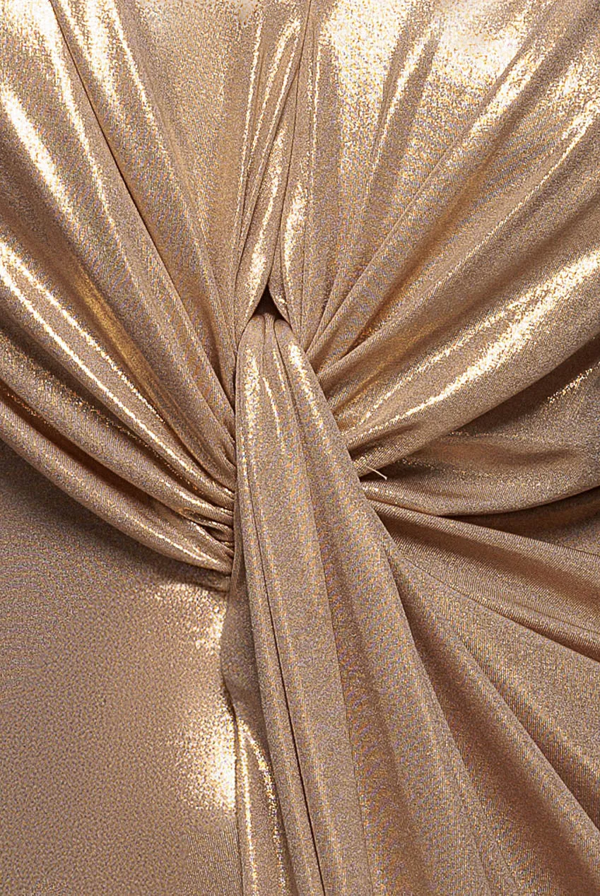 Goddiva Cleopatra Abito Maxi Oro Lamé Spacco Halloween