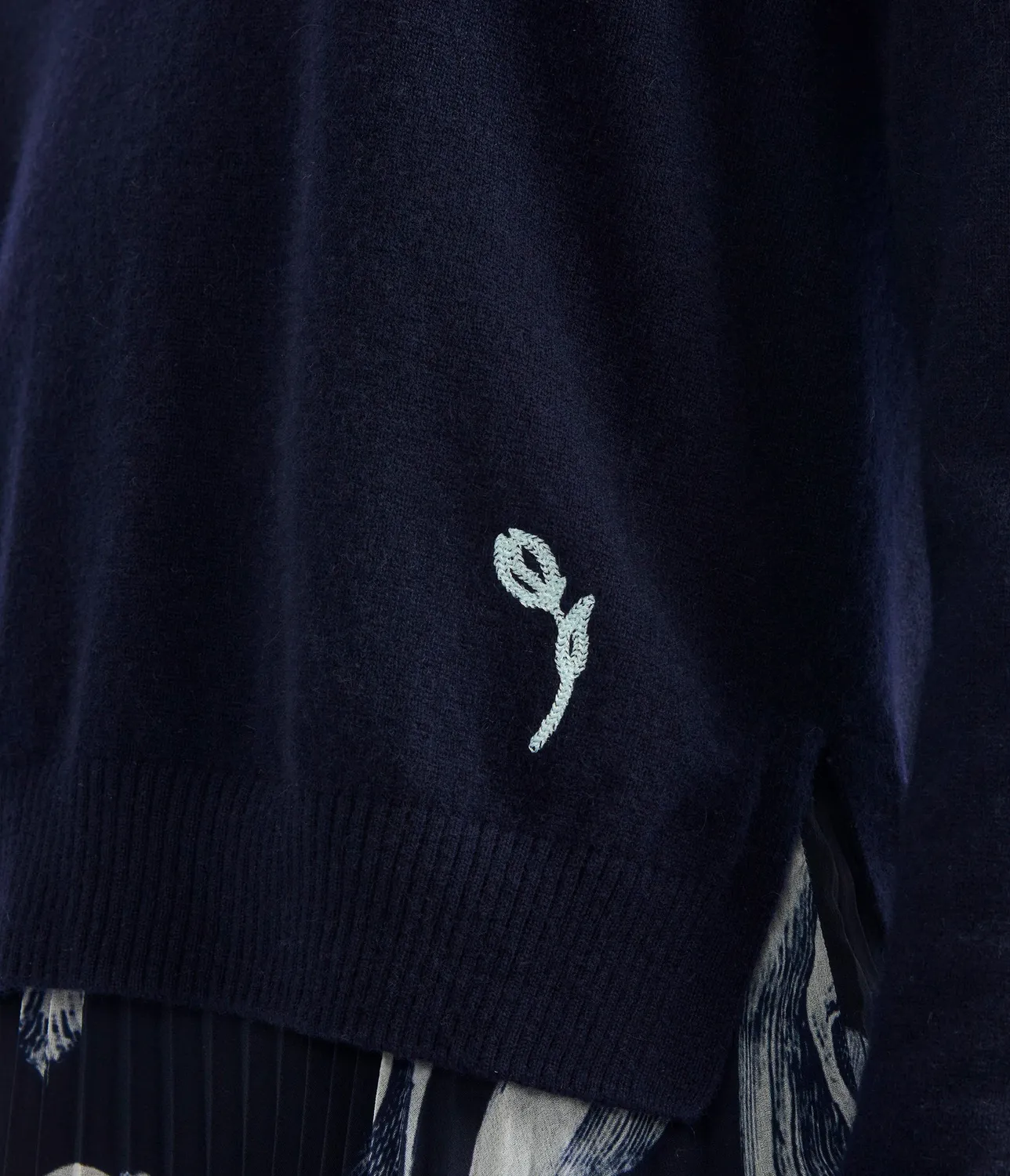 Erdem Cashmere Crew Neck maglione blu fiore
