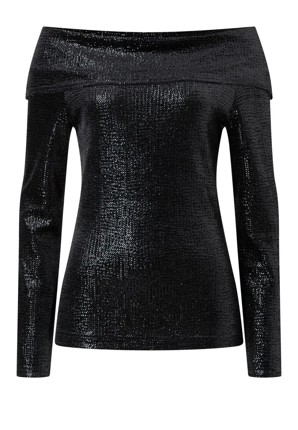 Ana Alcazar Tajasa top Carmen nero paillettes elegante