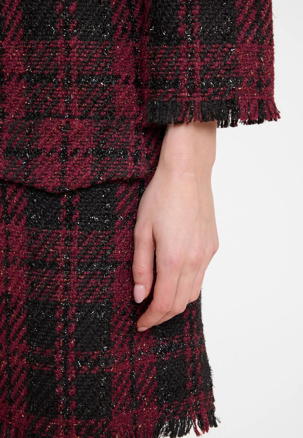Ana Alcazar Abawa abito boucle quadri bordeaux