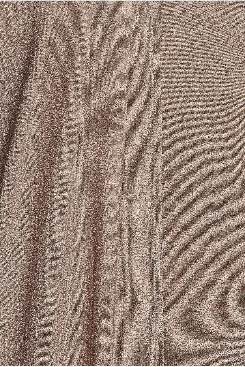 Goddiva Lurex abito maxi nude scollo profondo spacco