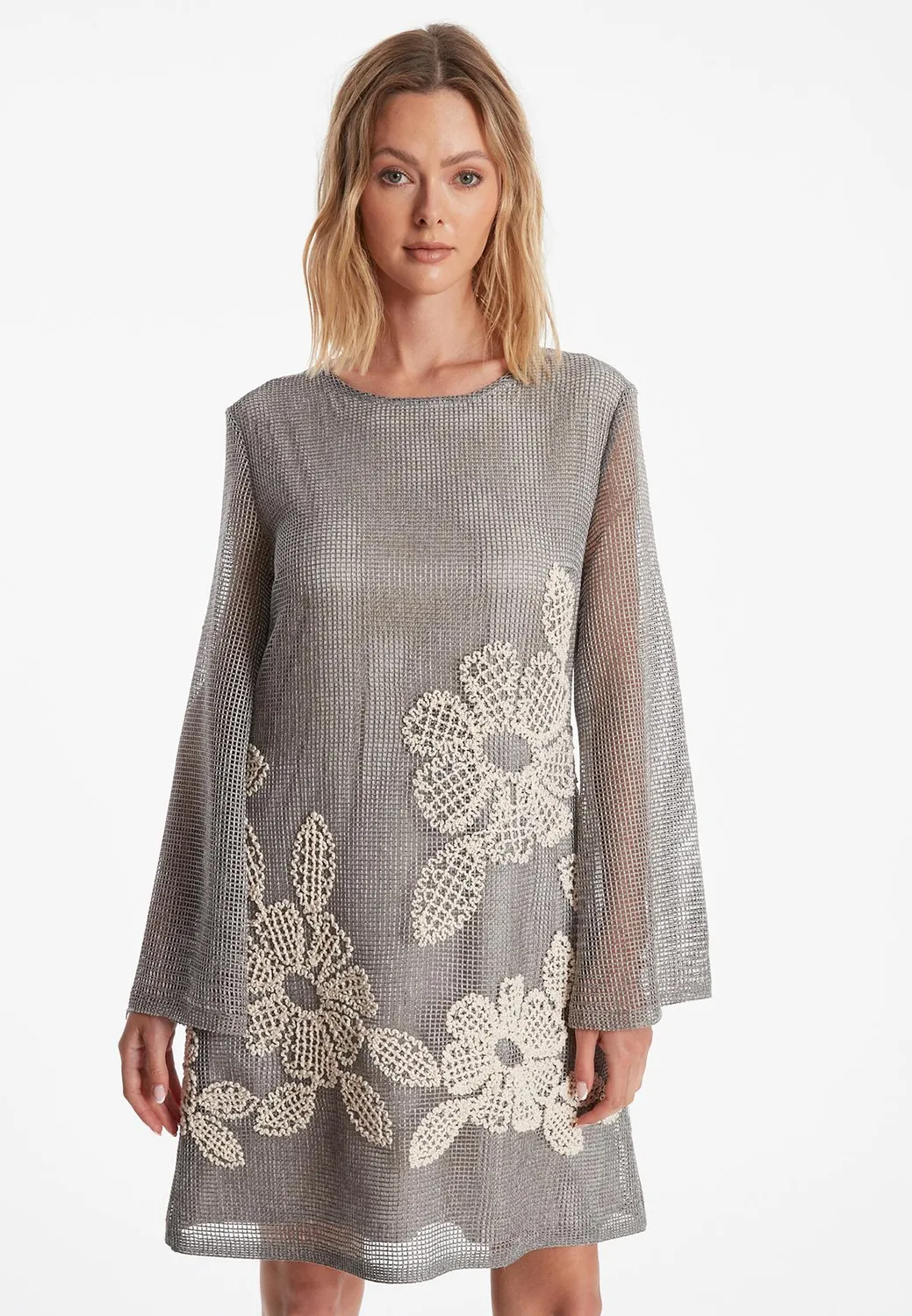 Ana Alcazar Zalia abito tunica crochet grigio