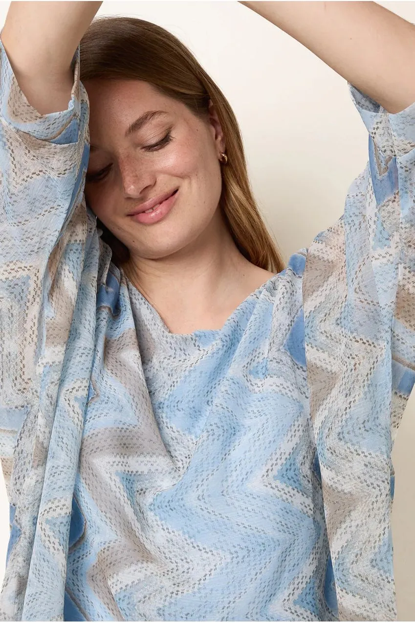 Blue Vanilla Zig Zag top blu poliestere
