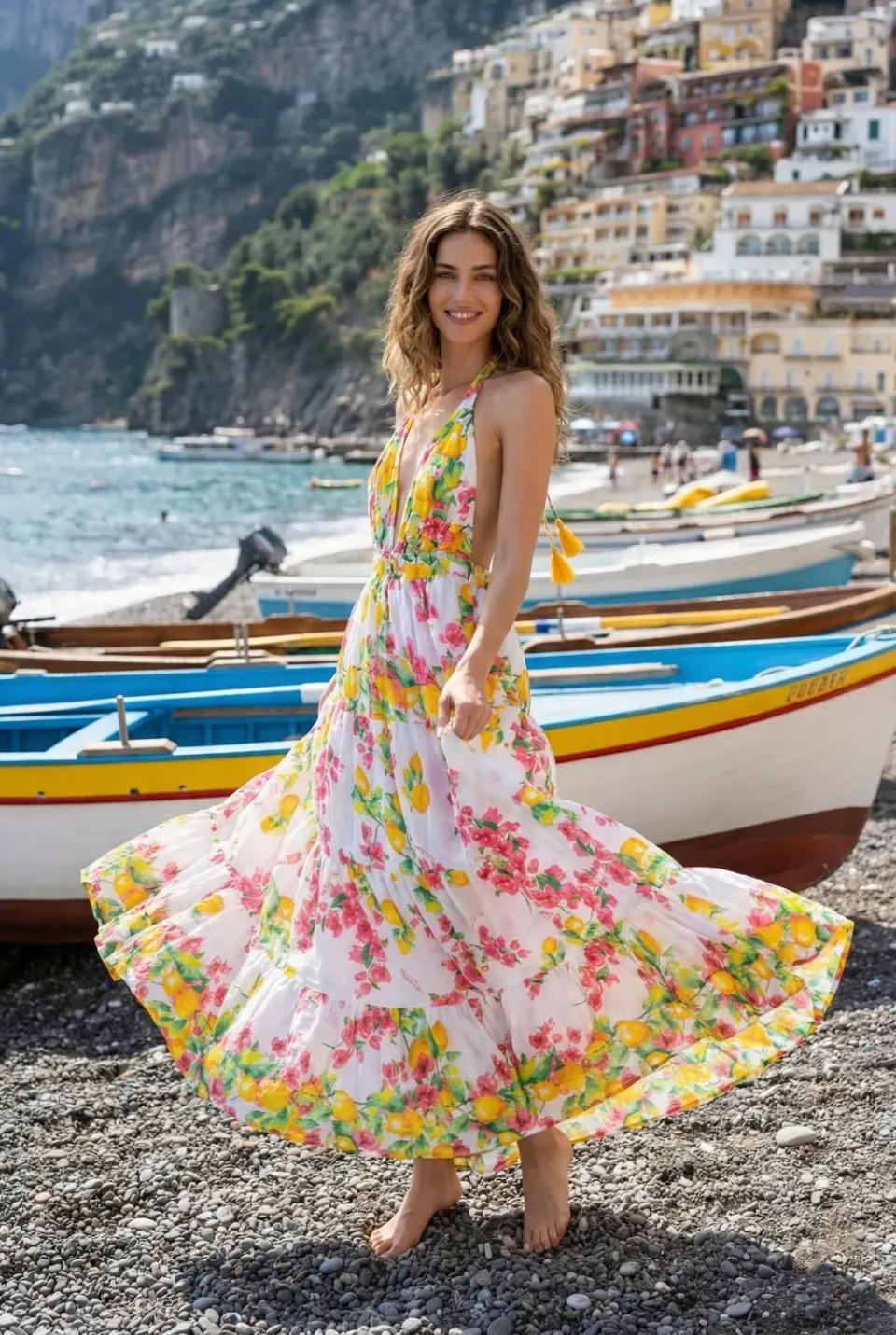 Antica Sartoria FC241 abito lungo fucsia bretelle cotone