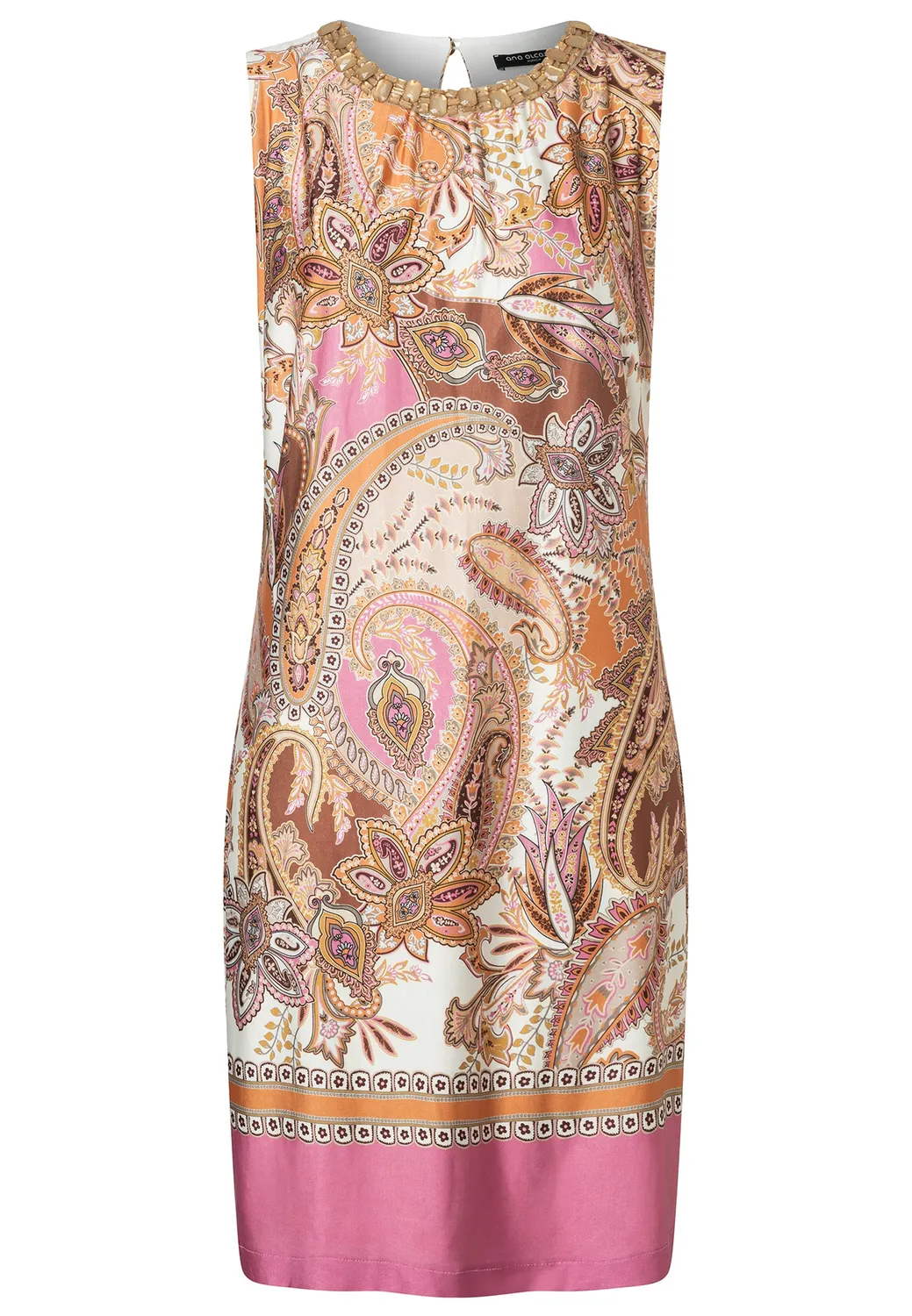 Ana Alcazar Dhiva abito tubino fantasia paisley beige