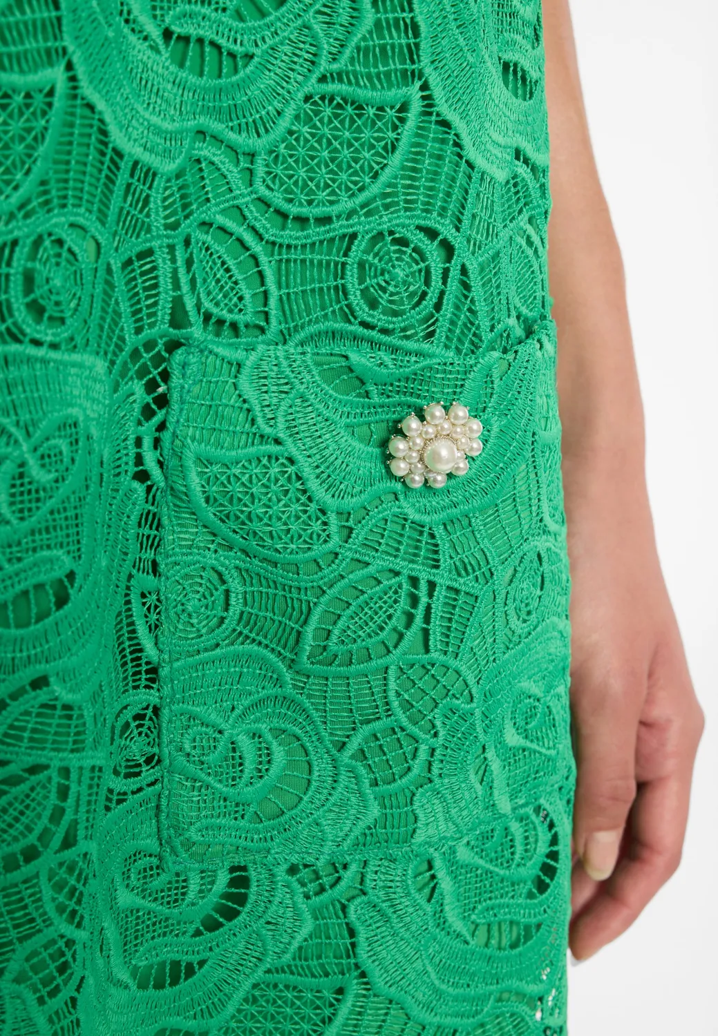 Ana Alcazar Daena abito corto verde in pizzo