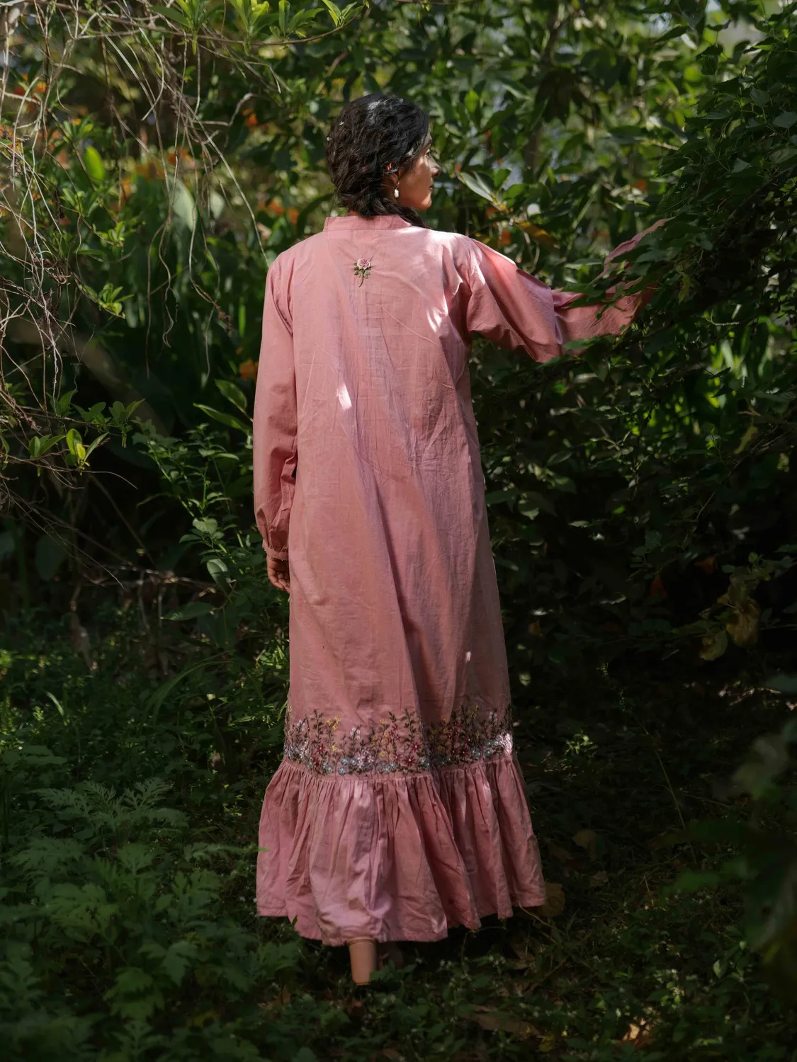 Our Dve Raphael Abito Maxi Rosa Cotone Ricamato