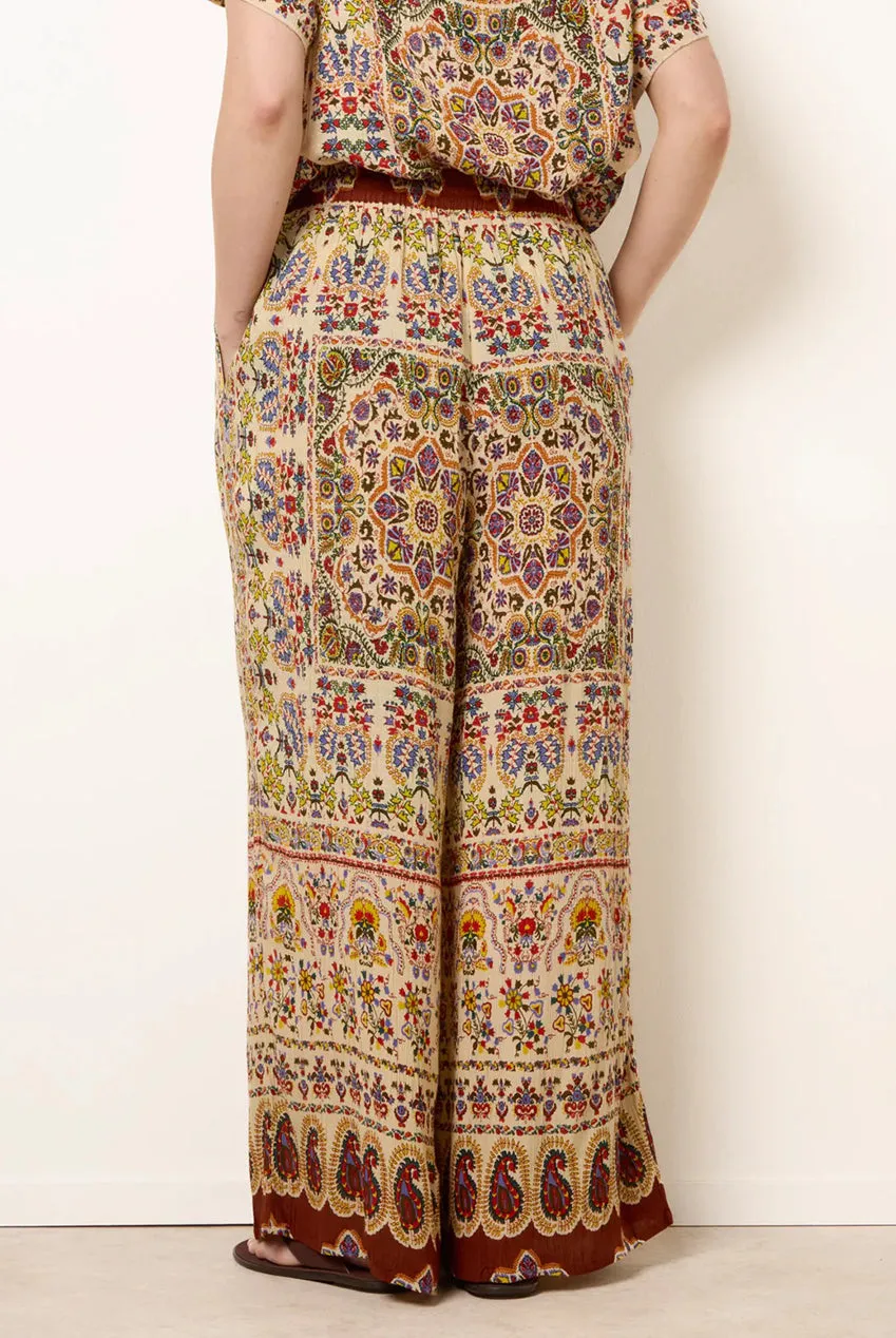 Blue Vanilla Printed Shirred Waist pantaloni fantasia rayon