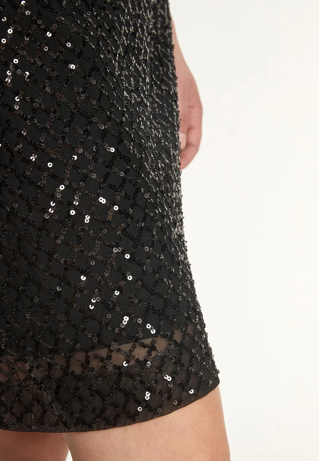 Ana Alcazar Odea abito argento paillettes corto