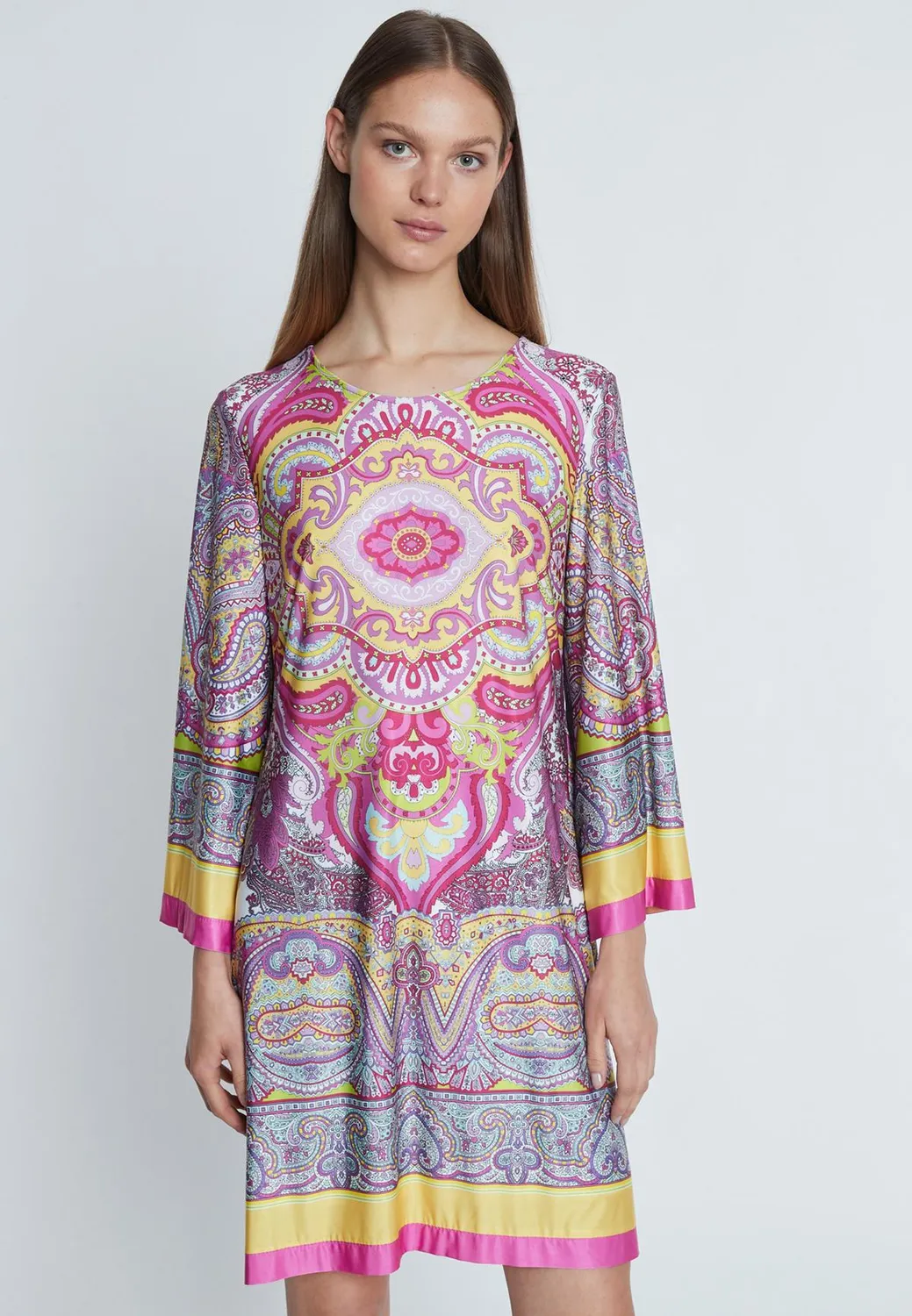 Ana Alcazar Ridana Abito Tunica Paisley Fucsia