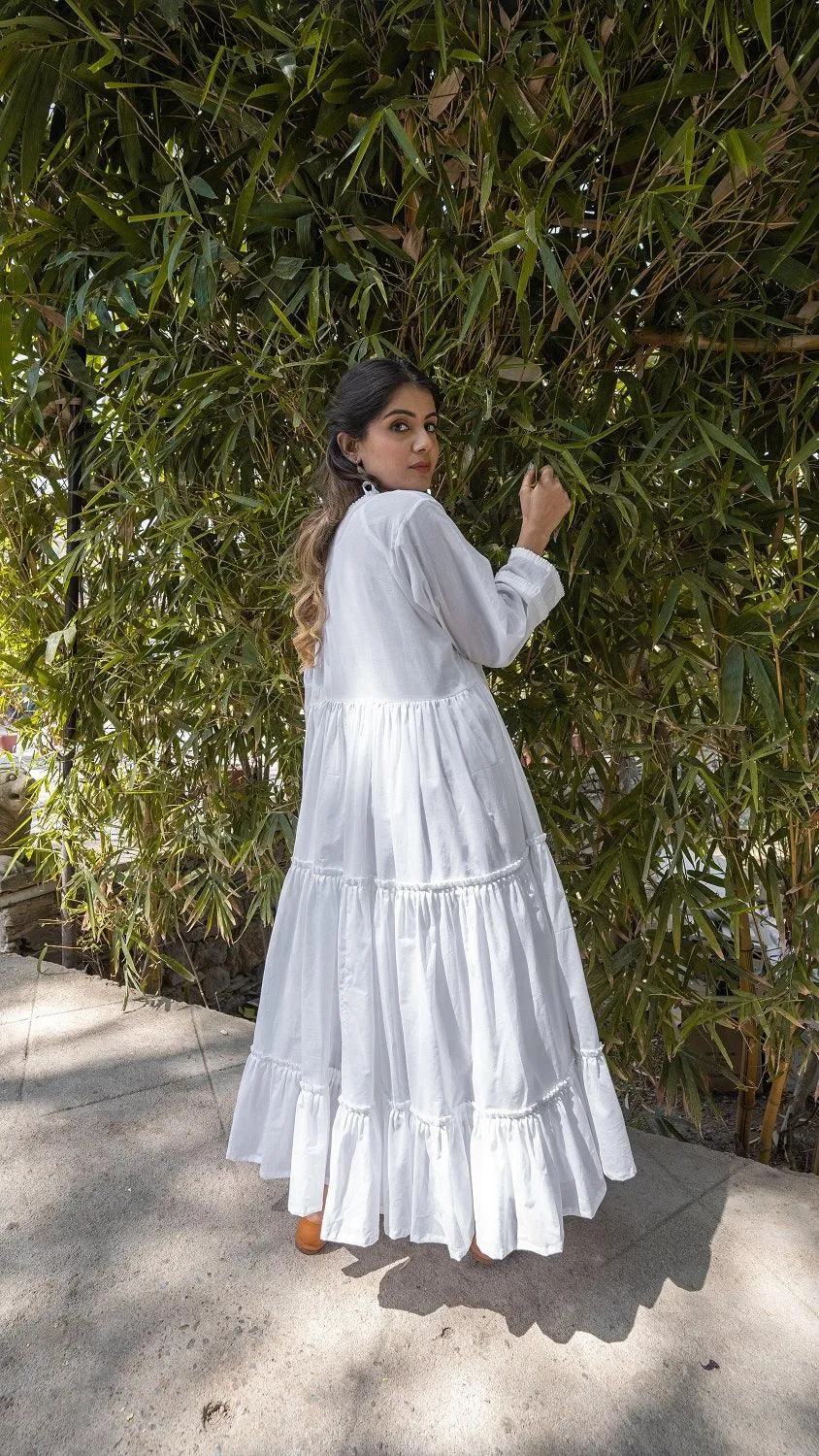 Our Dve Adole abito lungo bianco cotone