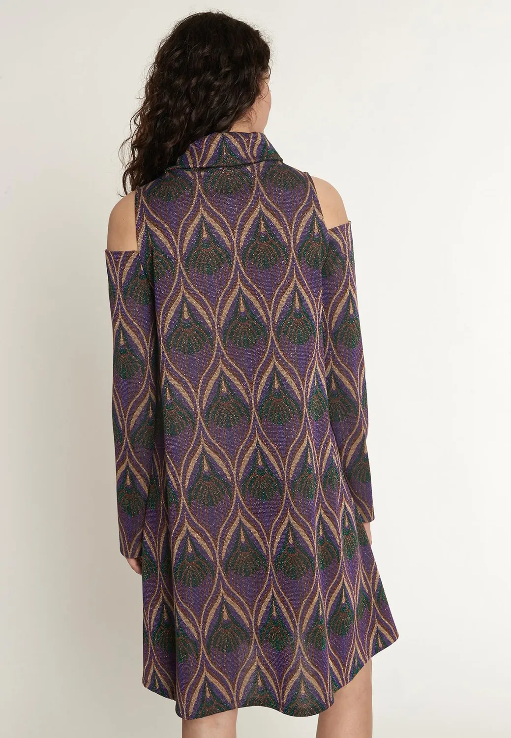 Ana Alcazar Otory abito trapezio lurex viola