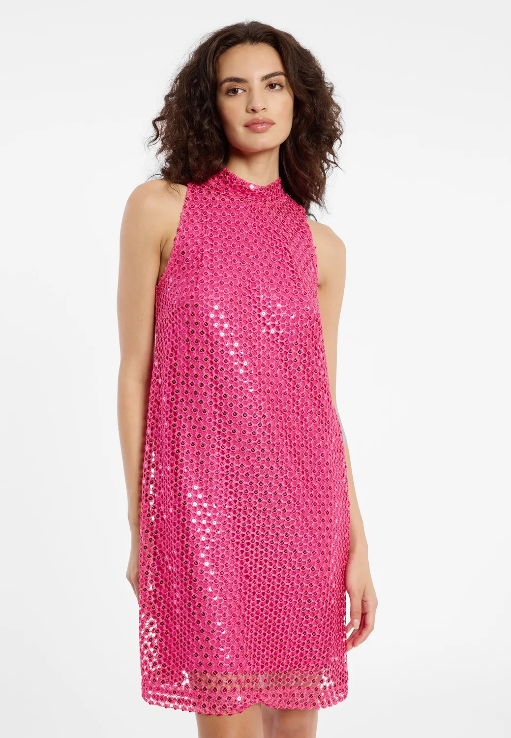 Ana Alcazar Zadena abito pizzo rosa corto