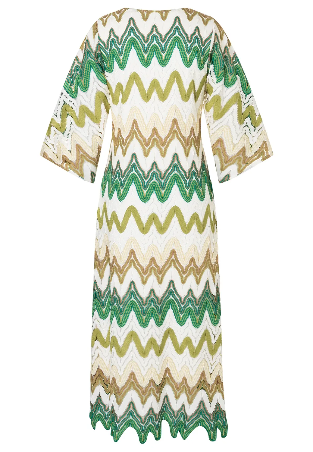 Ana Alcazar Dinah abito caftano maxi verde maglia