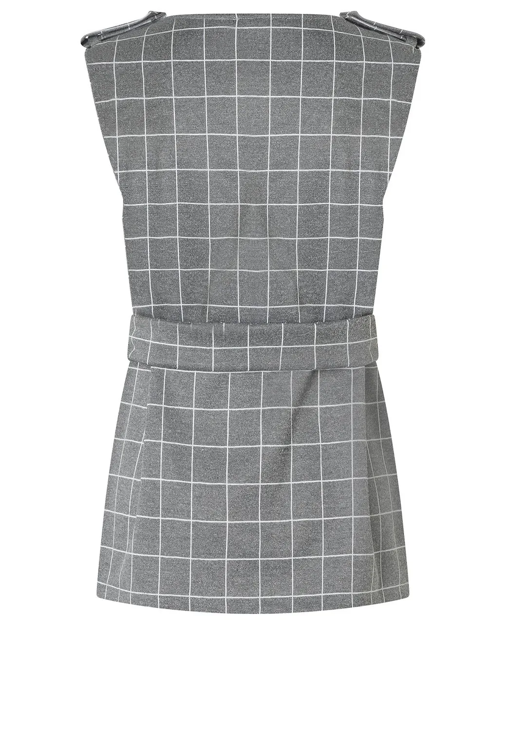 Ana Alcazar Amira gilet top grigio quadri con cintura