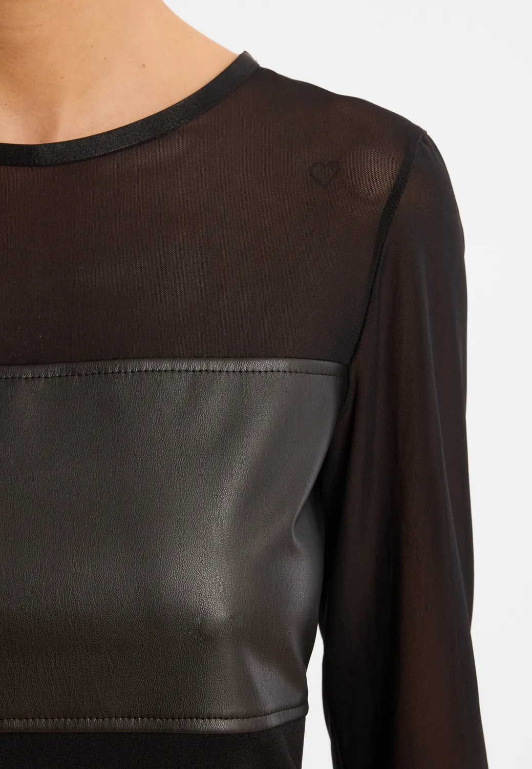 Ana Alcazar Cassia top maniche lunghe jersey ecopelle