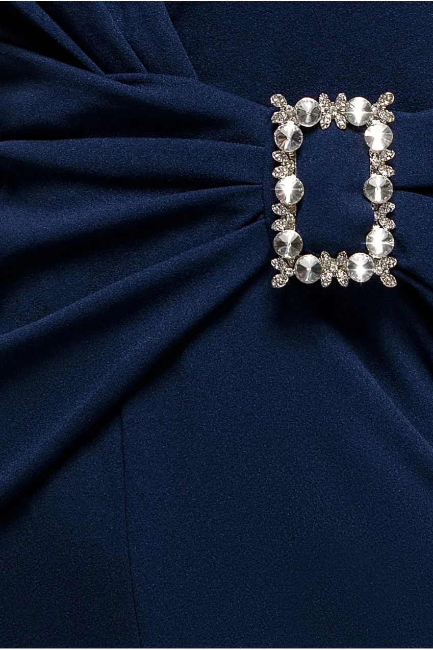 Goddiva Buckle Plunge tuta scollatura V navy