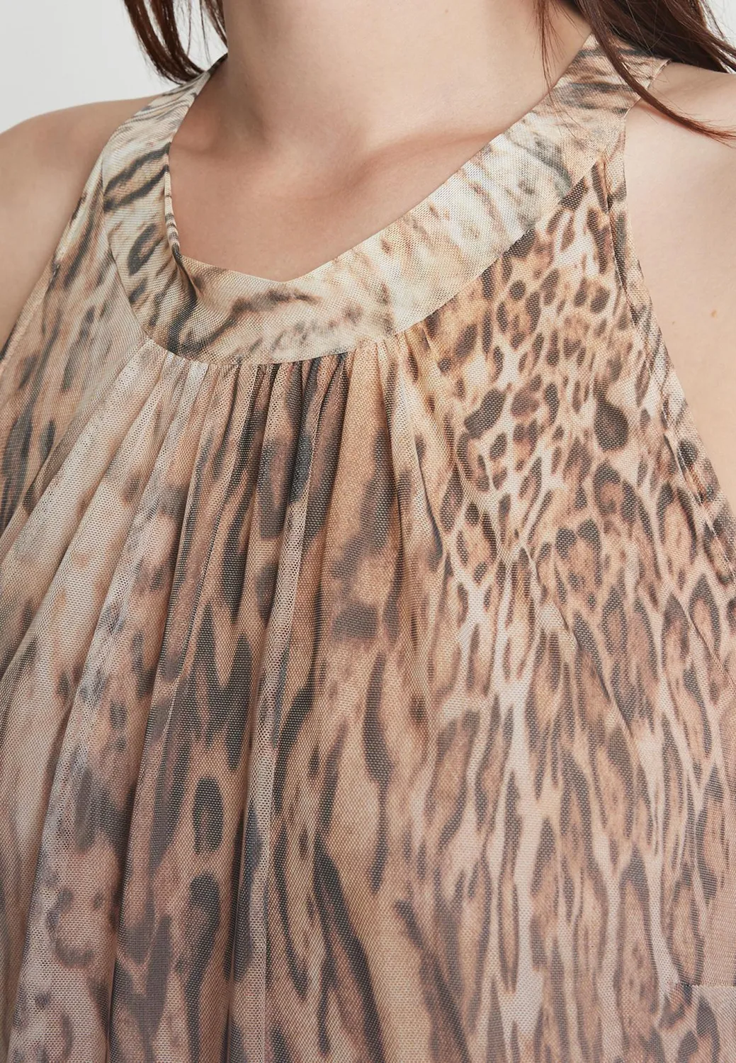 Ana Alcazar Remila abito maxi viola halter animale