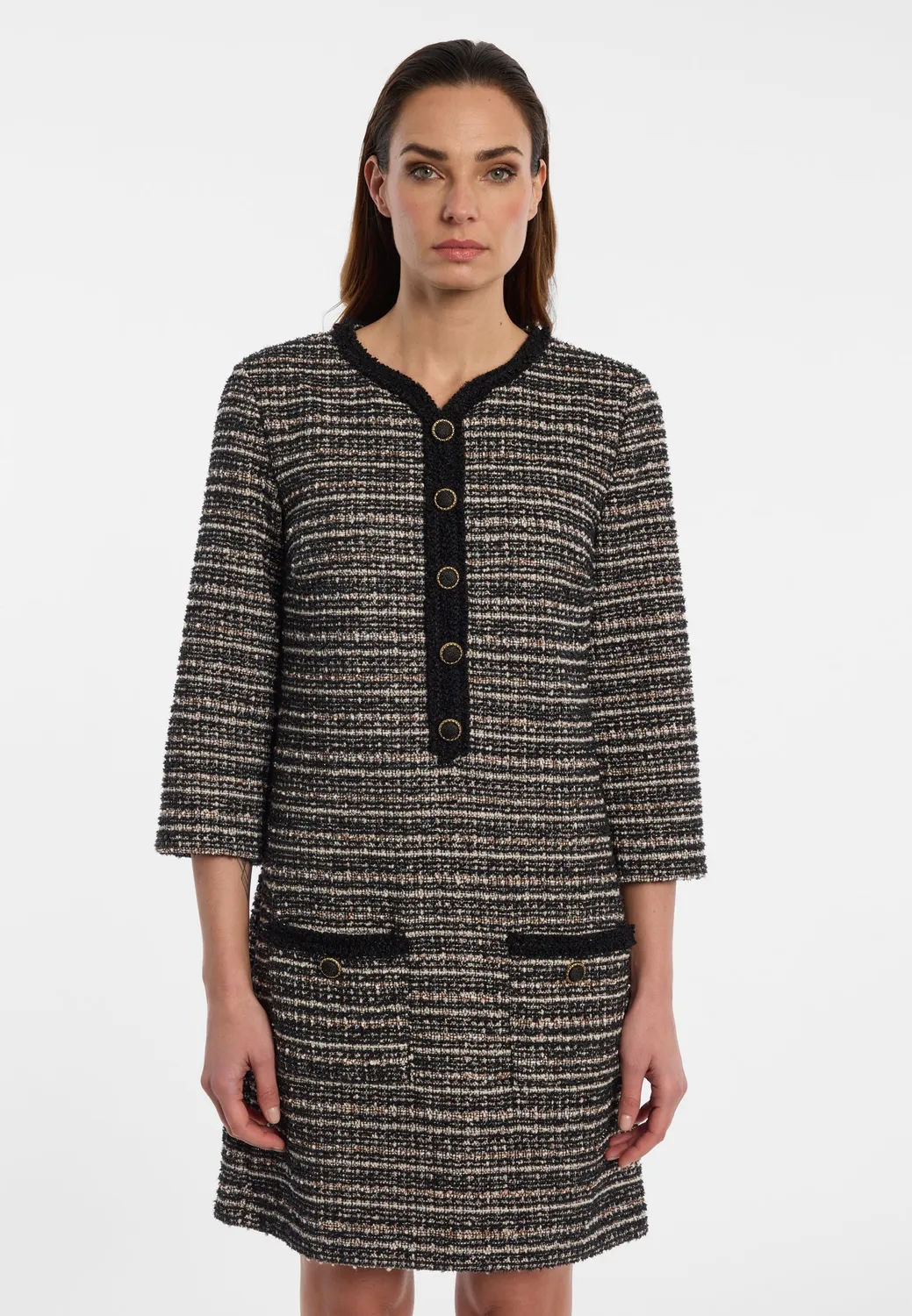Ana Alcazar Enalisa abito tweed bouclé nero