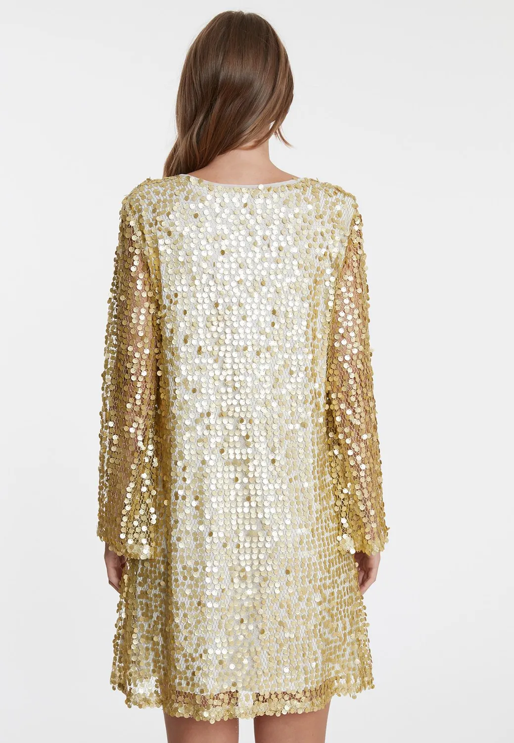Ana Alcazar Wadana abito cocktail oro paillettes